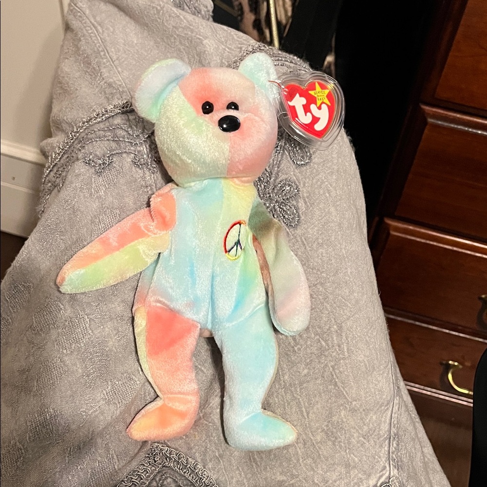 Ty Pastel Peace Bear Plush Toy